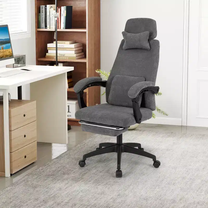 Costway Reclining Home Office Chair Retractable Footrest High-Back Ergonomic Executive