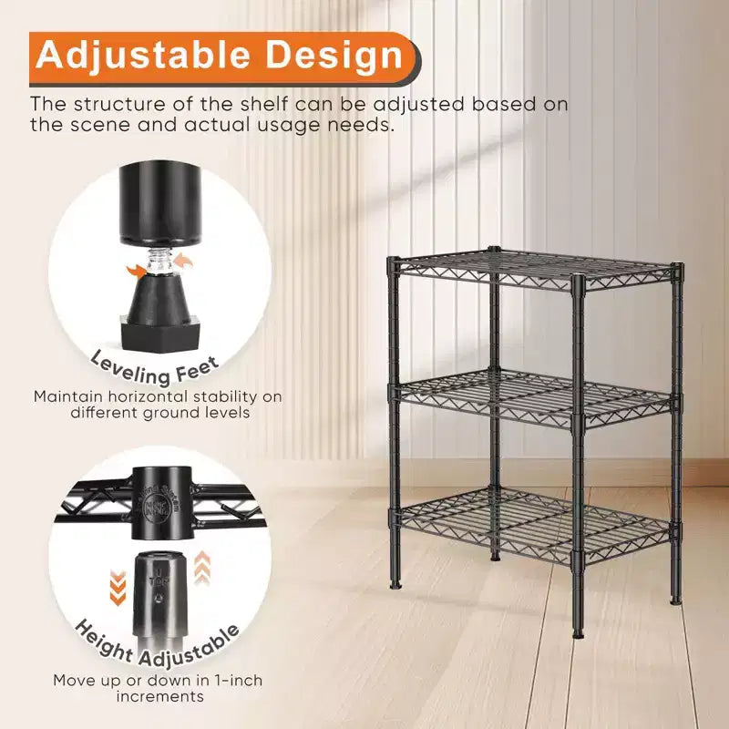 5-Tier Adjustable Metal Wire Storage Rack - Heavy Duty Organizer for Kitchen, Pantry, Garage, Bathroom & Laundry