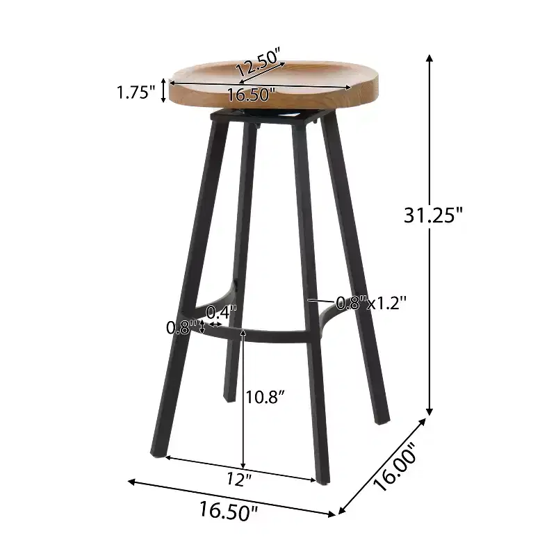 GDFStudio Malia Pinewood and Iron 31.5 Inch Backless Swivel Barstools (Set of 2)