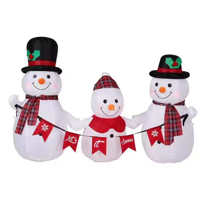 NAYSAYE 6.2FT Snowman Family Inflatable Christmas Decoration Holding Bunting Festive Holiday Yard Display for Home Garden, 72.8*29.5*49.2