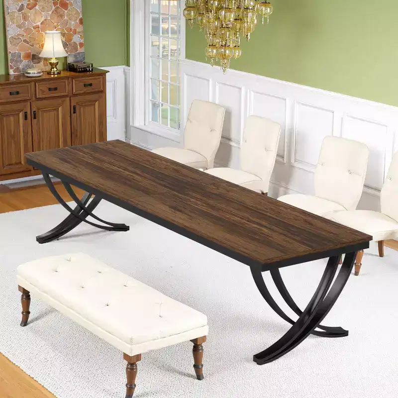 MAYEERTY 78 Rectangular Industrial Dining Table, 6-8 Seater, Heavy-Duty Metal Legs