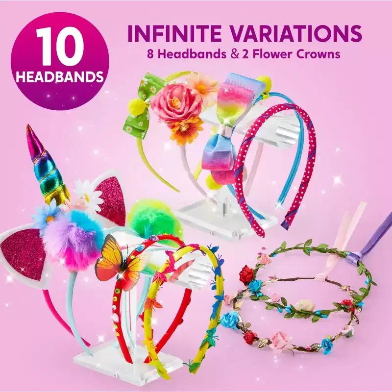 SYNCFUN Headband Making Kit for Girls - Make Your Own Fashion Headbands, Hair Accessories Set, DIY Arts & Crafts, Christmas Birthday Gift for Age 5-12