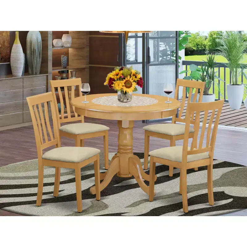 HomeStock Modern Round Dining Table Set With 4 Chairs