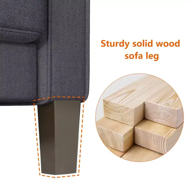 GDFStudio Hodgson Modern 3-Seat Wood and Fabric Upholstered Sofa