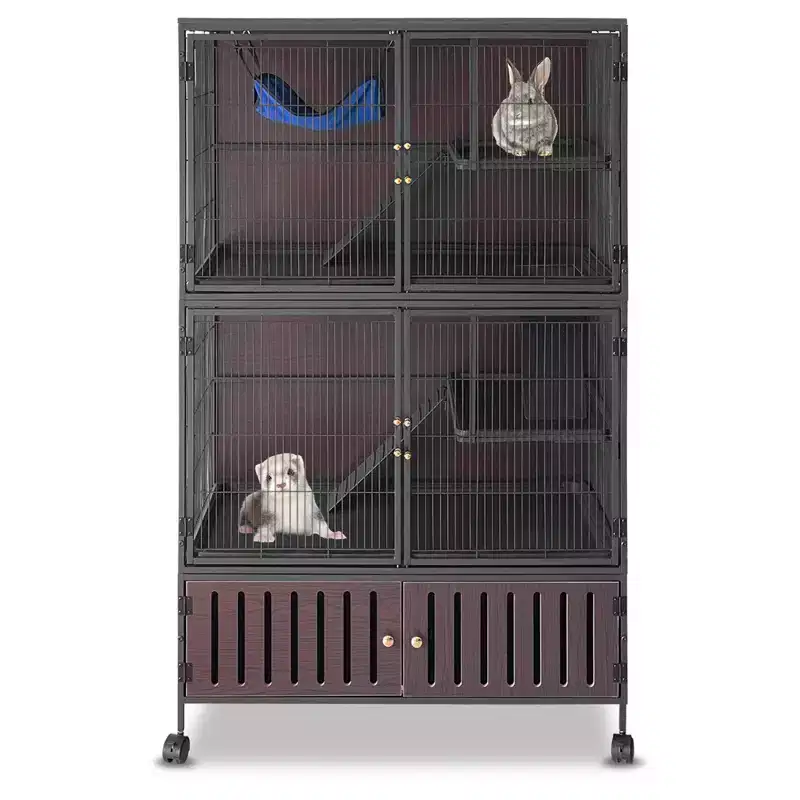 Metal Small Animal Cages, Rolling Chinchilla Cage with Removable Ramps for Ferret, Chinchilla, Sugar Glider, with Hammock & 5 Tiers, Removable Tray