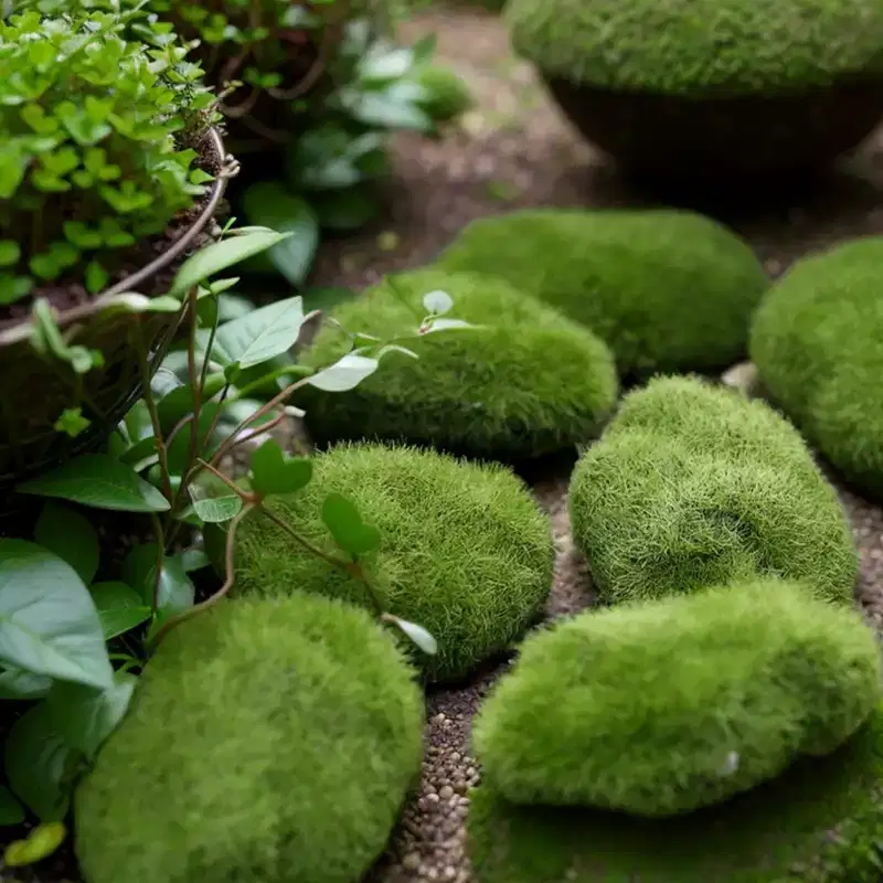 Unique Bargains Artificial Moss Rocks for Floral Arrangements Fairy Gardens Crafting Green 4 Pcs