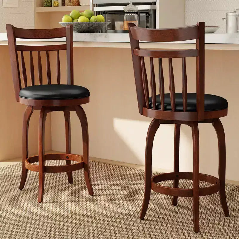 Costway 24/30 Swivel Bar Stools Set of 2/4 with Backs, Solid Wood Legs & Footrest for Home Bar Expresso and Black
