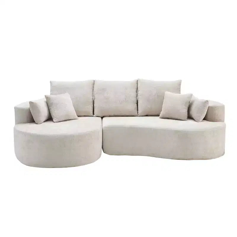 Christopher Knight Home Shamus 106 Modern Cozy Upholstered 4 Seater Curved Sectional Sofa with 7 Pillows