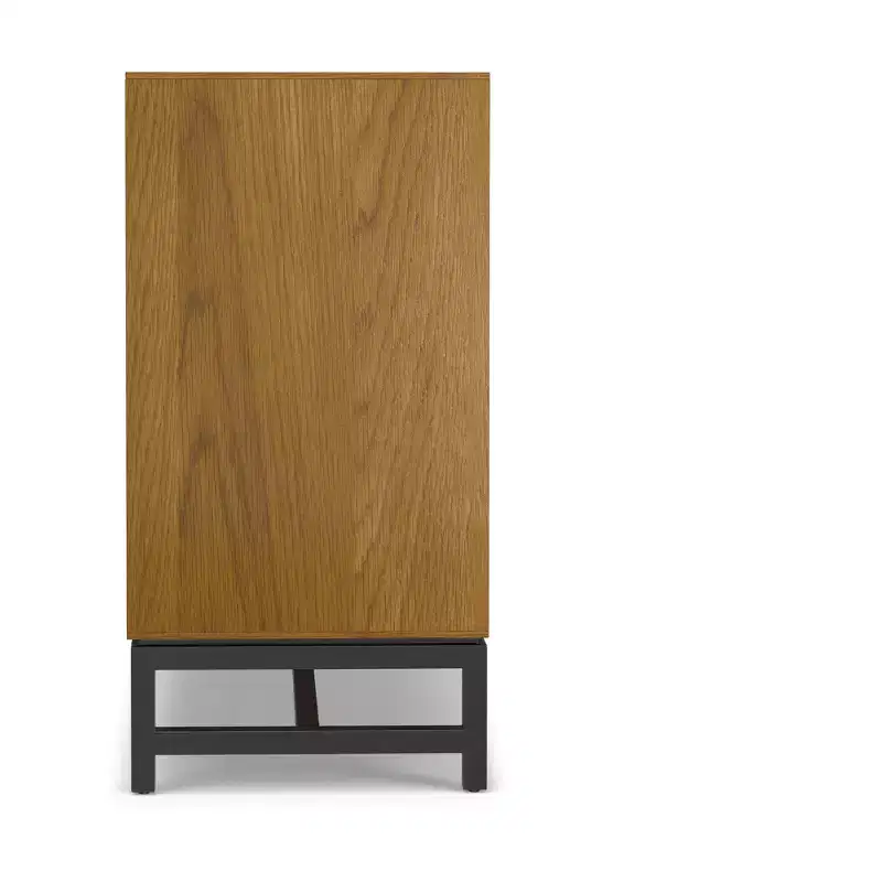 Devlin and Metal 60 inch Wide Rectangle Industrial Sideboard with Centre Drawers in Oak Veneer