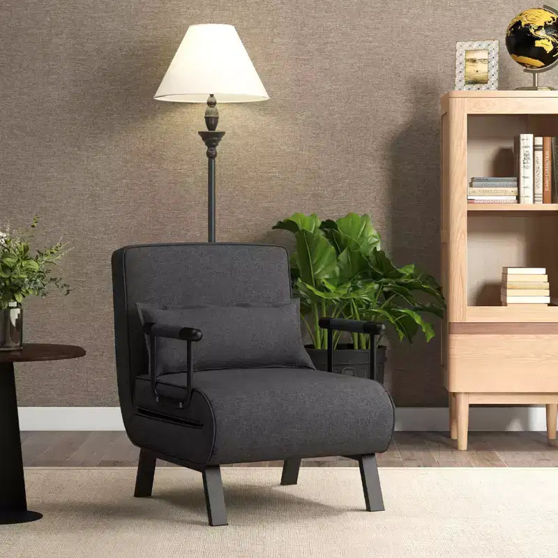 Costway Folding 6 Position Armchair Lounge Couch Convertible Sleeper Bed w/ Pillow Gray