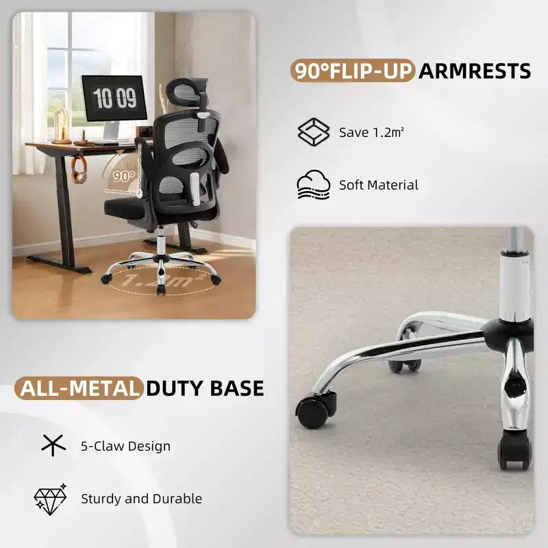 Ergonomic Office Chair,High Back Mesh Desk Chair with Adjustable Headrest & Lumbar Support, Rolling Swivel Computer Chair for Home Office,Gaming Room