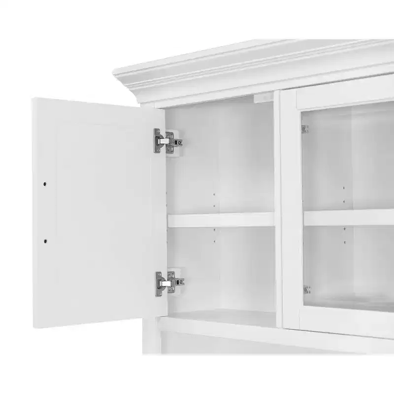 Modern Wood Credenza Desk with Hutch Fully Assembled White - Abby Collection - Martin Furniture