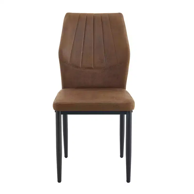 Homy Casa Set of 4 Modern Faux Leather Dining Chairs with Metal Legs, Padded Seat, Brown
