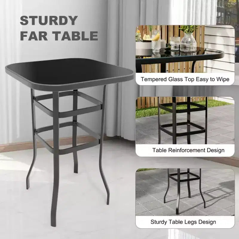 All-Weather Outdoor Swivel Bar Chair Set (2 Pack)  High Back Counter-Height Patio Stools with Armrests for Deck, Patio or Backyard
