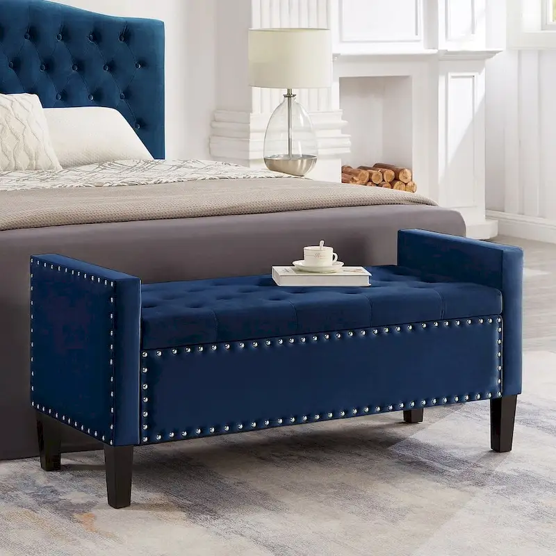 Tufted Button Storage Ottoman Bench - 48L x 18.5W x 22 H