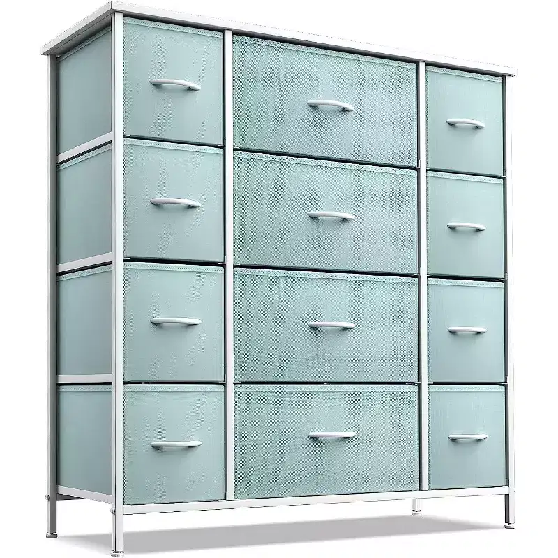 12-Drawer Dresser Chest Organizer with Steel Frame & Wood Top, Large Storage for Bedroom & Nursery