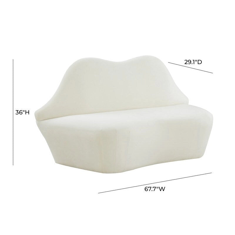 Lips Velvet Settee - 67.7W x 29.1D x 36H
