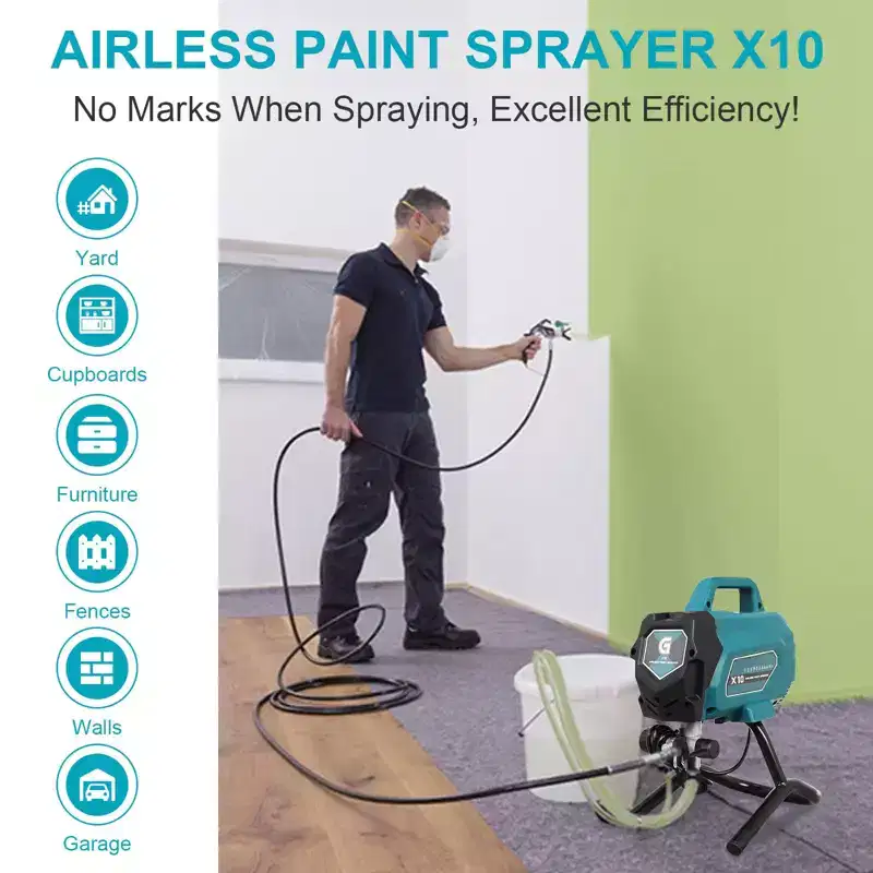 Airless Paint Sprayer 3300 PSI, 750W Electric Paint Spray Gun for Interior Exterior Painting