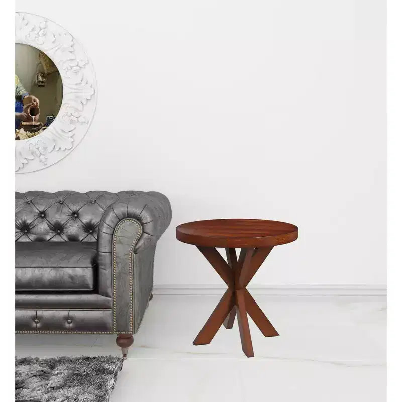 HomeRoots 26 Antique Cherry Manufactured Wood Round End Table
