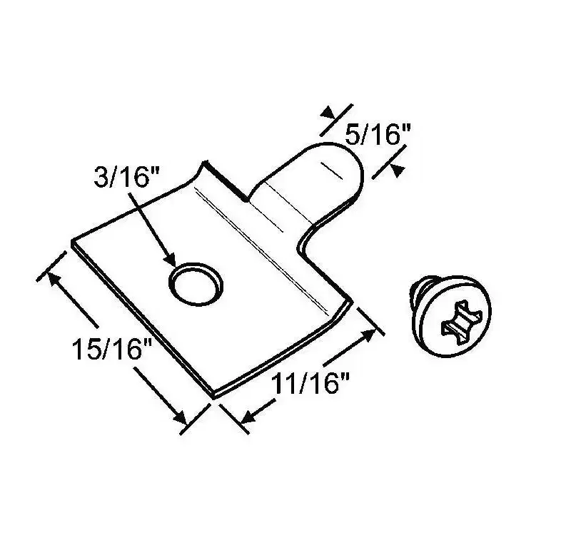 Brixwell Balance Sash Stop Window Hardware, 15/16 Length, 11/16 Width, 5/16 Tab Length, 3/16 Hole Size With Screws, Aluminum Finish