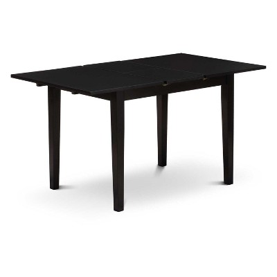 HomeStock 3-Piece Black Finish Rectangular Solid Wood Top With Butterfly Leaf Dining Table Set