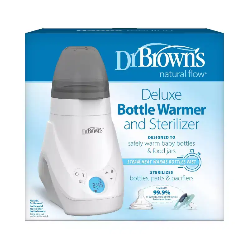Dr. Brown's Deluxe Baby Bottle Warmer & Sterilizer - White: Electric, Digital Display, BPA-Free