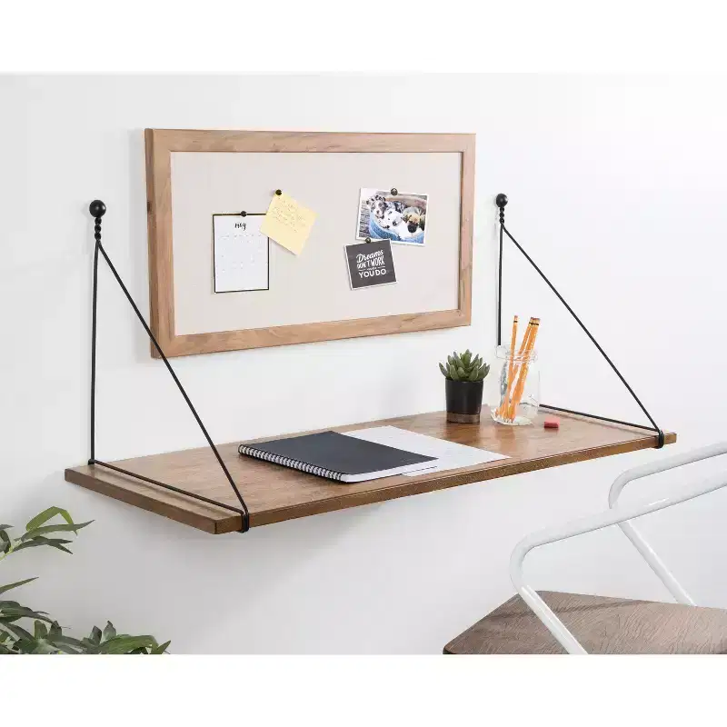 Kate and Laurel Vista Wall Mounted Wooden Desk Shelf