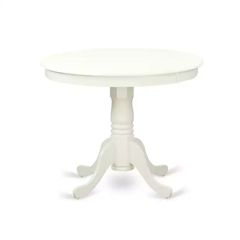 Round Dining Table Set - 5 Piece Kitchen Table with Chairs, Antique Linen White Finish, 36 Inch Table