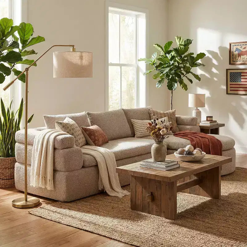 Christopher Knight Home Evelyne 106 Modern 4-Seater L Shaped Sectional Sofas with 3 Pillows