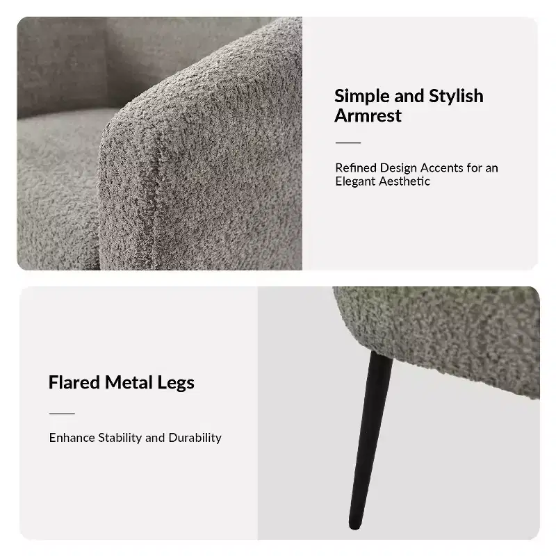 Guy Modern Boucle Armchair Set of 2 with metal leg ART OF LIVING DESIGNS