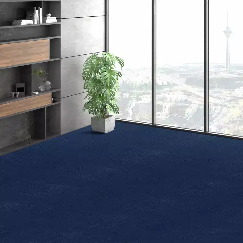 VEVOR Carpet Tiles Peel and Stick, 24 x 24 Squares Self Adhesive Carpet Floor Tile, Soft Padded Carpet Tiles, Easy Install (15Tiles, Dark Blue)