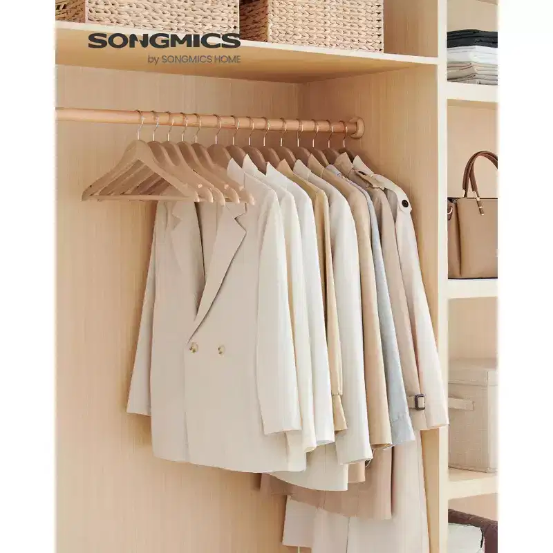 Wooden Hangers, Pack of 12/24, Coat Hangers, Non-Slip, Pants Bar, 360 Swivel Hooks, for Jackets, Shirts, Coats