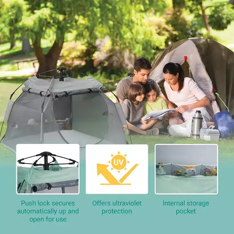 Lightweight Portable Tent-Peapod Camp Playard - Midnight: Carrying Bag, Folds for Easy Transport and Storage, Metal Frame