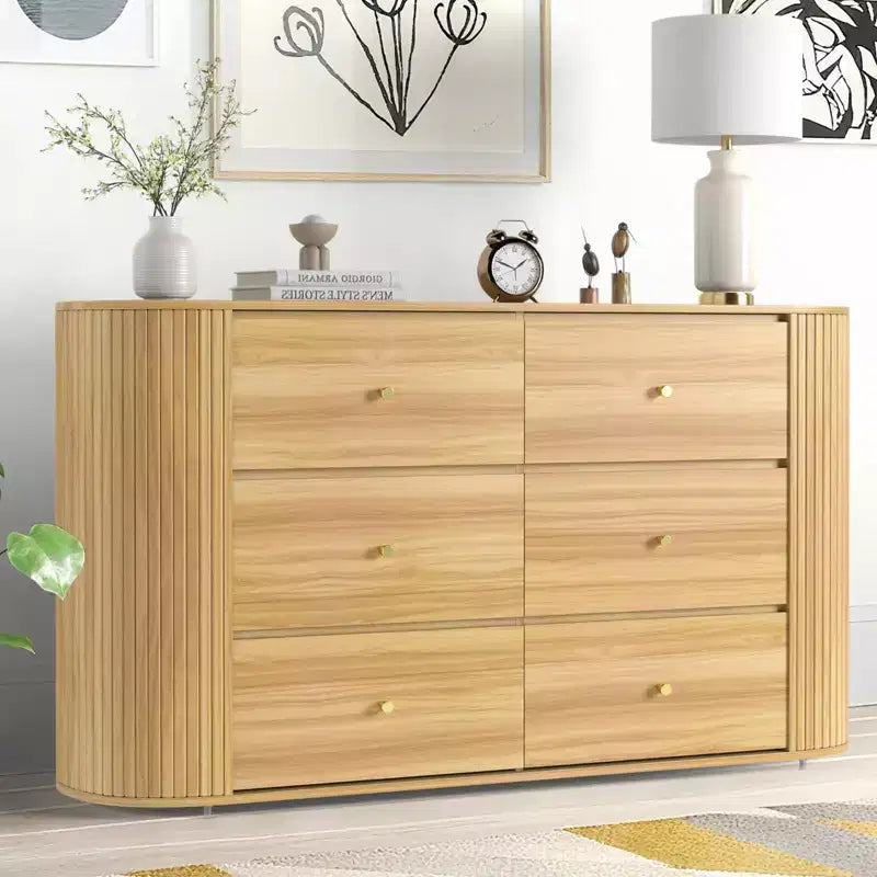 Acekool 9 Drawer Farmhouse Dresser with Power Outlet, Vintage Chest with Metal Handles, Large Storage Organizer for Bedroom, Living Room, Hallway