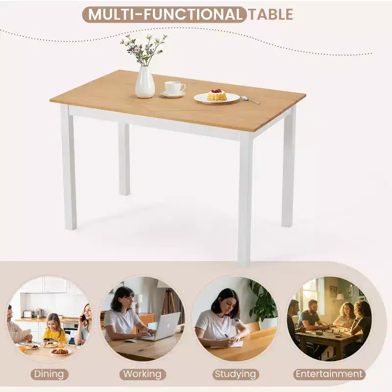 EROMMY Solid Pine Wood Dining Table