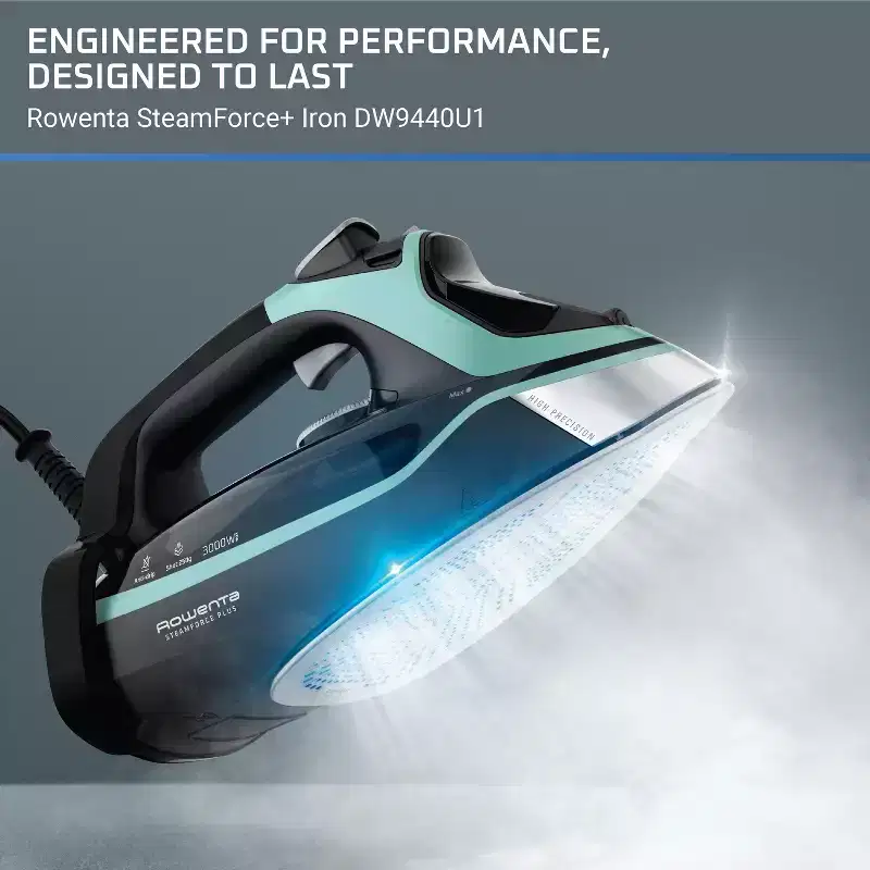 Rowenta Steam Force Steam Iron, 1800W, Stainless Steel Soleplate, Black and Blue