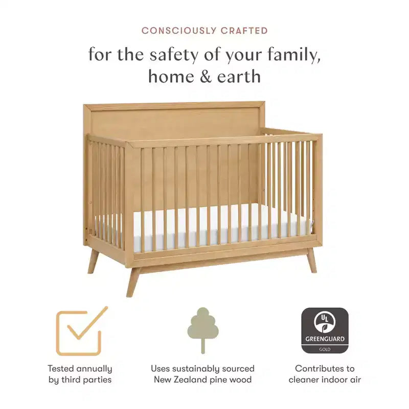 Babyletto Palma Mid-Century 4-in-1 Convertible Crib with Toddler Bed Conversion Kit