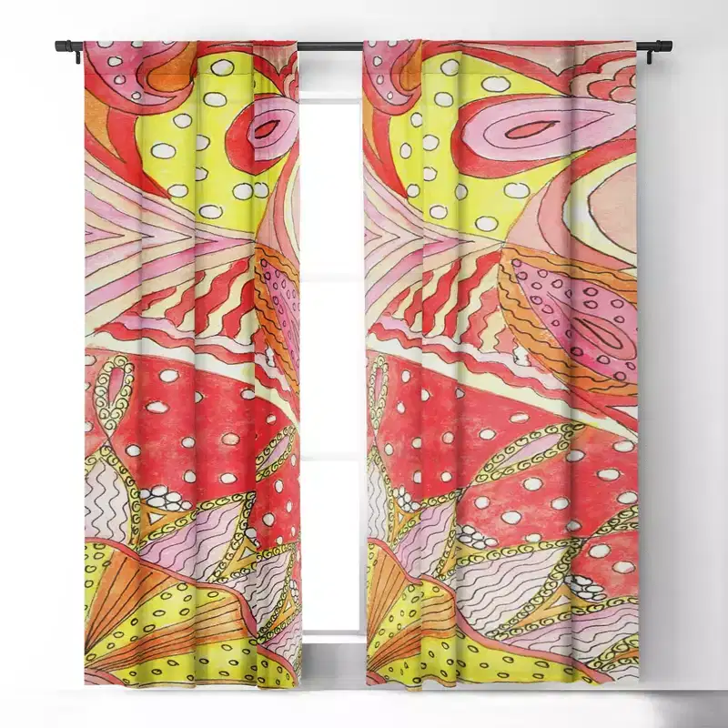 Rosie Brown Swirls 84 x 50 Single Panel Blackout Window Curtain - Deny Designs