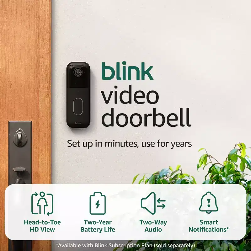 Blink Video Doorbell System with Head-to-Toe HD View, Two-Year Battery Life & Simple Setup, Sync Module Core included