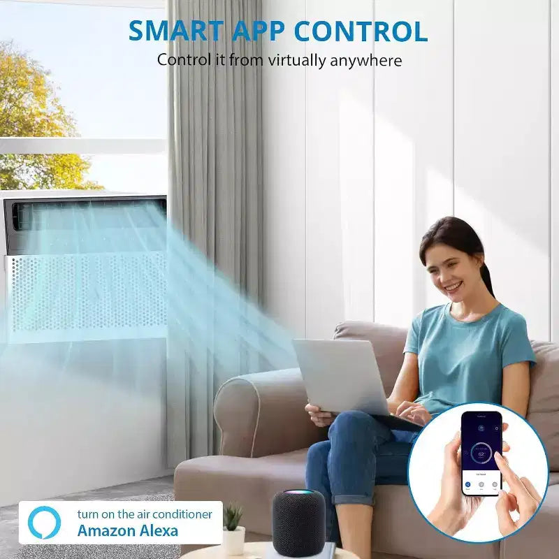 8,000 BTU U-Shaped Smart Inverter Air Conditioner C Cools up to 450 Sq. Ft., Ultra Quiet with Open Window Flexibility, Ultra Quiet, Energy Efficient