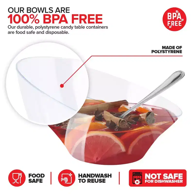 Stock Your Home 54-oz Clear Plastic Serving Bowls (4 Pack)