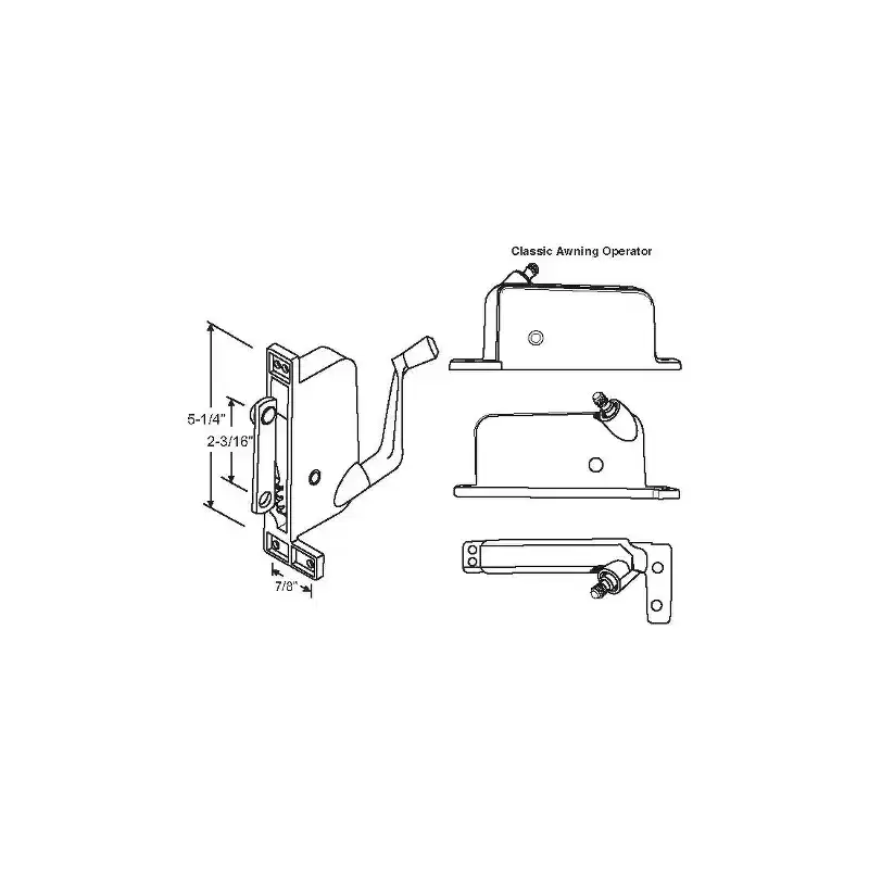 Brixwell 41-271p hd Awning Operator Mill classic Style awO-017-RH-Ml straight Link Arm