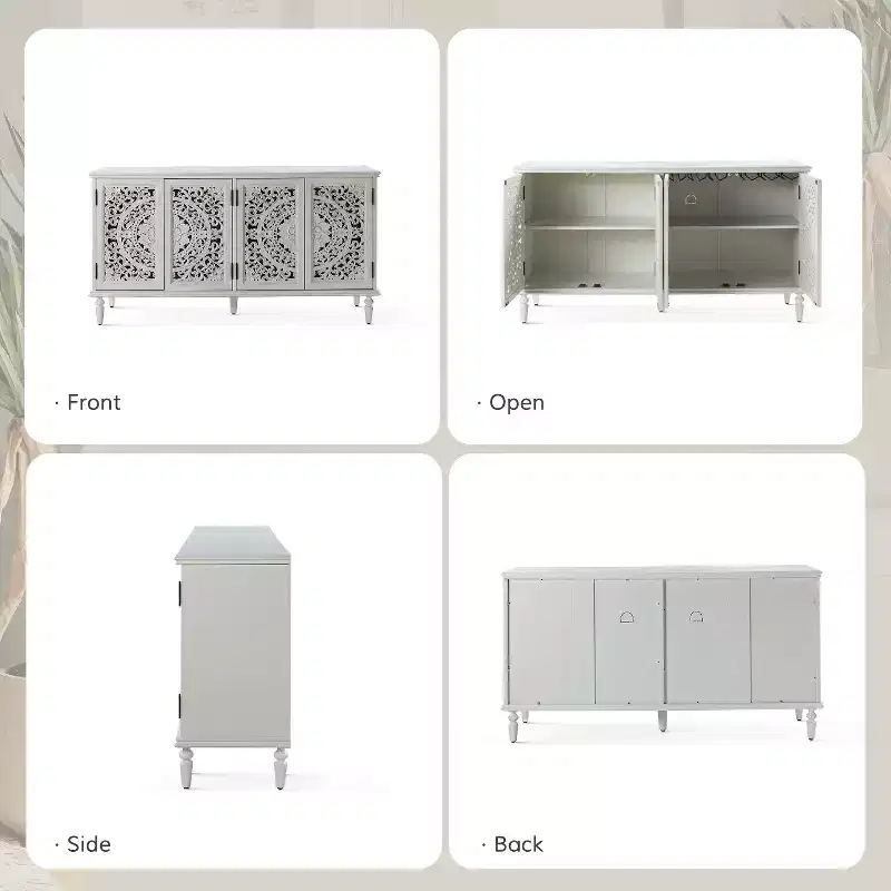 Emathides 63Wide Sideboard with Solid Wood Legs and Lighting |KARAT HOME