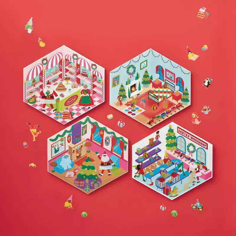 Christmas Craft 4ct Holiday Sticker Scenery Activity Kit - Mondo Llama™