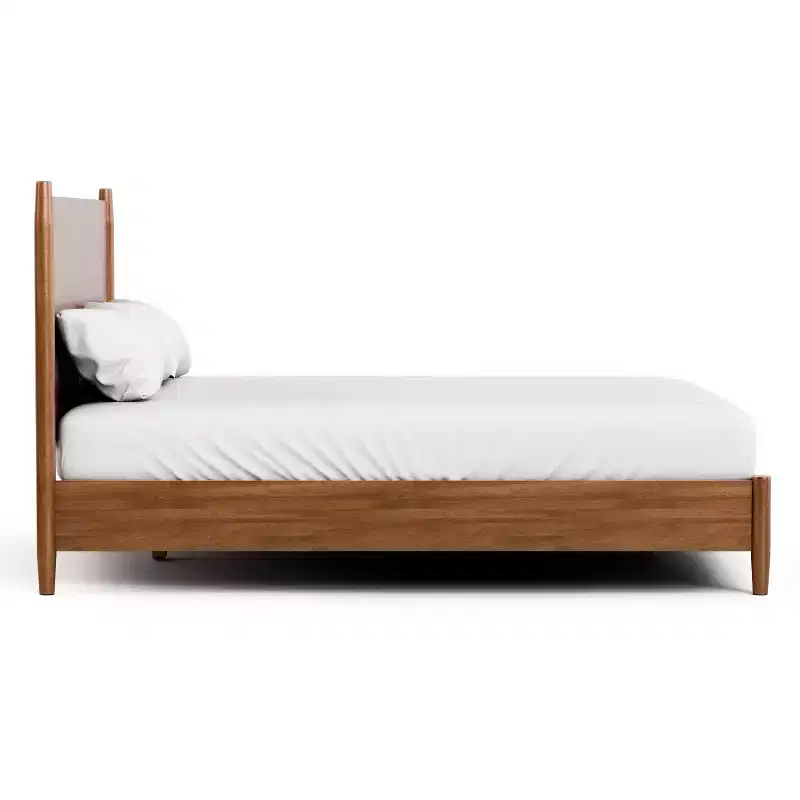 HOMES: Inside + Out 3pc Queen Riverstone Mid-Century Modern Bedroom Set with 2 Nightstands Walnut
