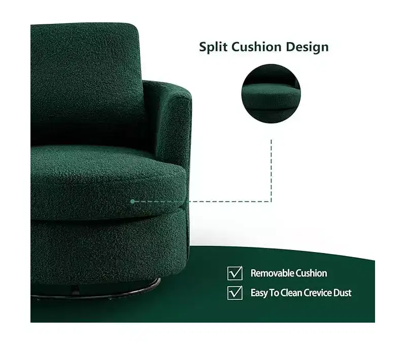 GDFStudio Bertha Swivel Boucle Upholstered 32 Wood and Steel Chair