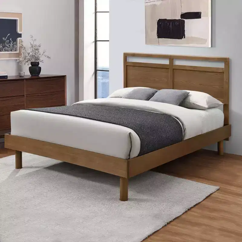 Farmhouse Double Panel Wood Headboard, Queen, Brown