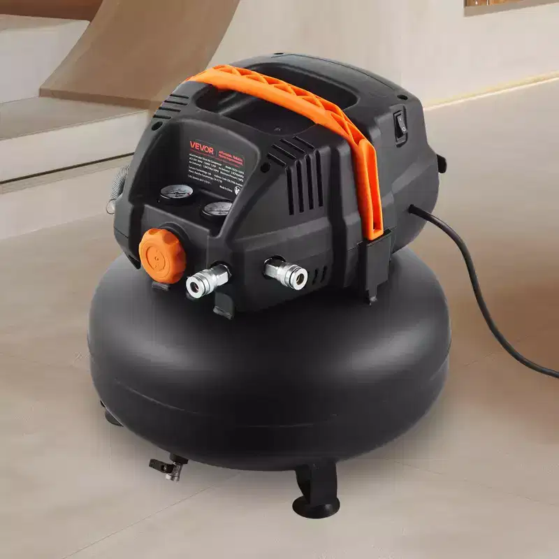 VEVOR 6 Gallon Air Compressor, 1.7HP 2.3CFM@90PSI Portable Pancake & 150PSI Max Pressure, 12-Piece Accessory Kit with 50FT Air Hose, Black