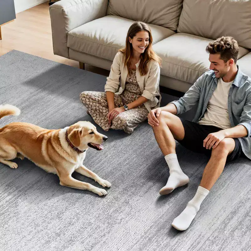 VEVOR Area Rug, 10 x 14 ft Large Washable Rug, Non-Slip and Tear-Resistant Soft Carpet, Pet Friendly Modern Area Rugs, Indoor Mat for Bedroom, Gray