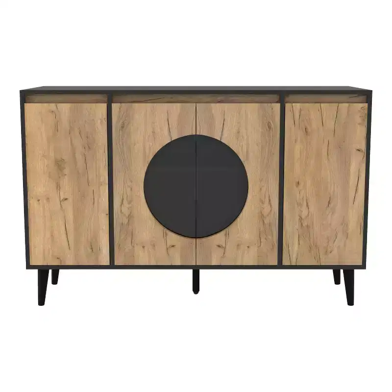 Andrew Mid-Century Modern Buffet Server Light Oak/Black - miBasics